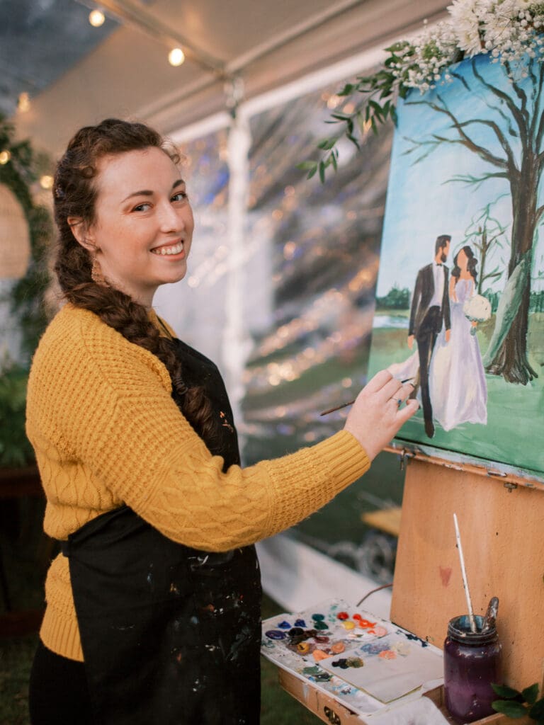 beautiful completed wedding painting by artist Maura Ehresman with texasweddingpainting.com