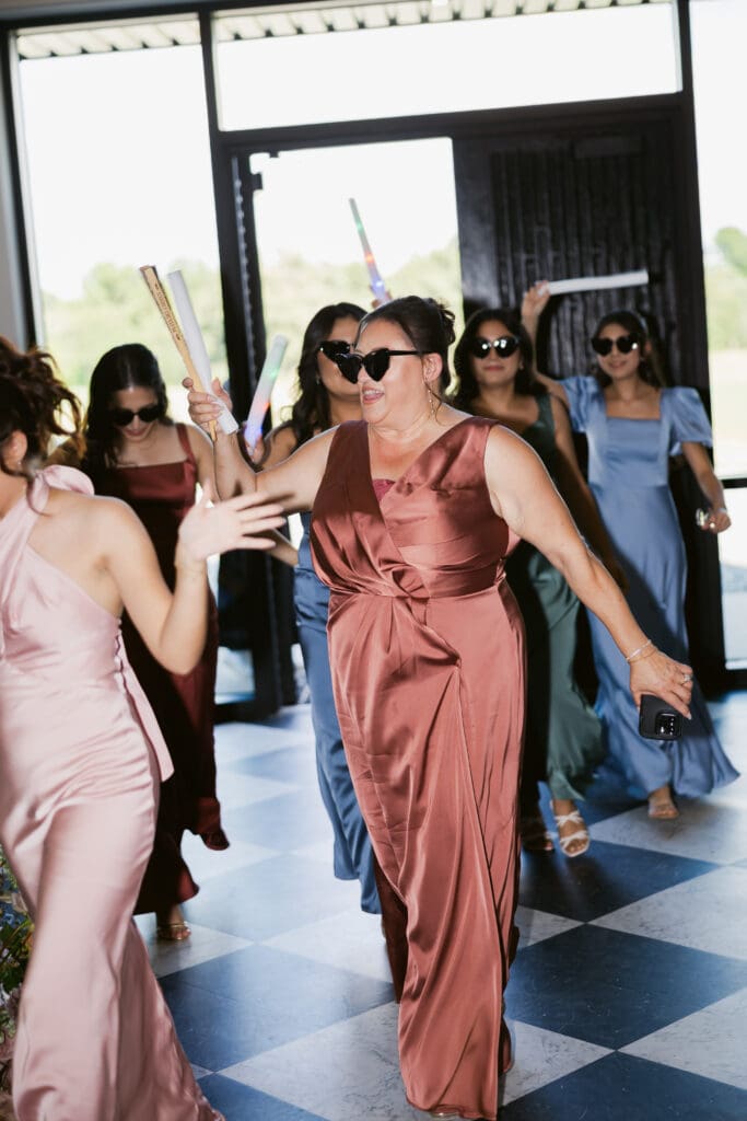 A fun bridal party brings the party